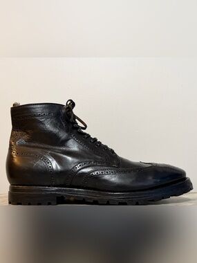 OFFICINE CREATIVE St Moritz Brogue Wingtip Ankle Boots Black Nero 43/10